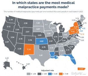 Geographical analysis of medical malpractice claims